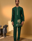 Green Tropical Nandi Kurta Set