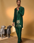 Green Tropical Nandi Kurta Set