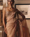 The Aged Peach Sheeshrag Tissue Saree
