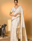 White Moonfield Gota Embroidered Saree