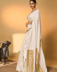 White Moonfield Gota Embroidered Saree