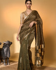 Olive Corncrest Gota Saree