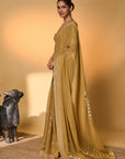 Gold Droopy Bloom Gota Saree