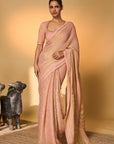 Baby Pink Droopy Bloom Gota Saree