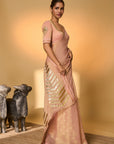 Baby Pink Droopy Bloom Gota Saree