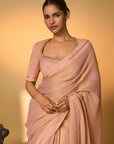 Baby Pink Droopy Bloom Gota Saree