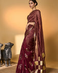 Plum Corncrest Gota Saree
