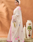 Ivory Floral Frame Saree