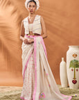 Ivory Floral Frame Saree
