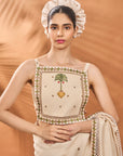 Ivory Tree Of Hearts Saree