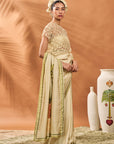 Sage Green Striped All Fours Saree