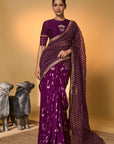 Purple Moonfield Zari Stripes Saree