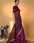 Purple Moonfield Zari Stripes Saree