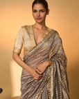 Grey Moonfield Zari Stripes Saree