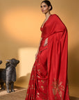 Red Tropical Nandi Saree