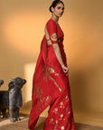 Red Tropical Nandi Saree