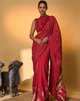 Red Tribal Mask Saree
