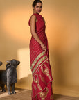 Red Tribal Mask Saree