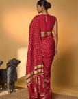 Red Tribal Mask Saree