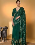 Emerald Green Palm Tree Saree