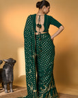 Emerald Green Palm Tree Saree