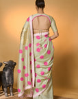 Mint Rose Blush Polka Saree