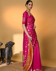 Rani Pink Chand Phool Saree
