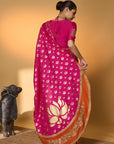 Rani Pink Chand Phool Saree