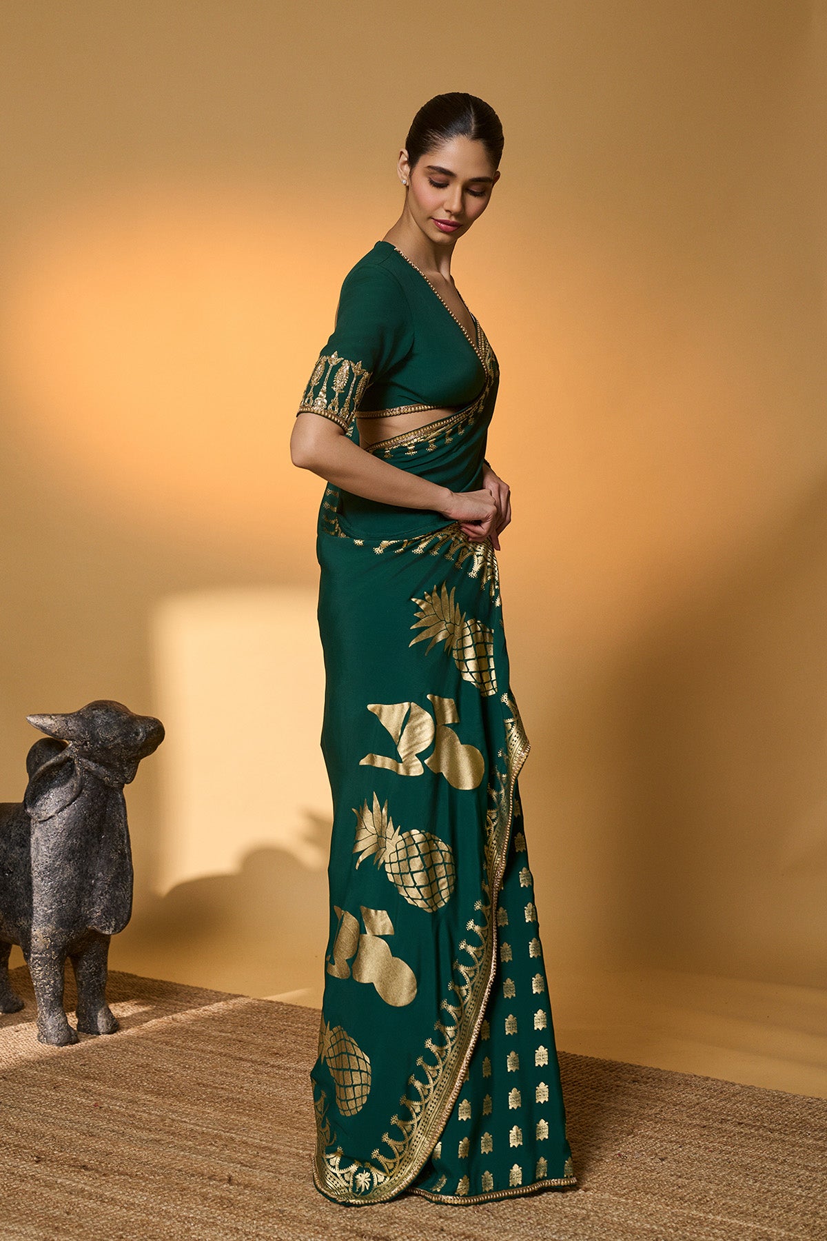 Green Trpoical Amber Arches Saree