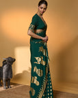 Green Trpoical Amber Arches Saree