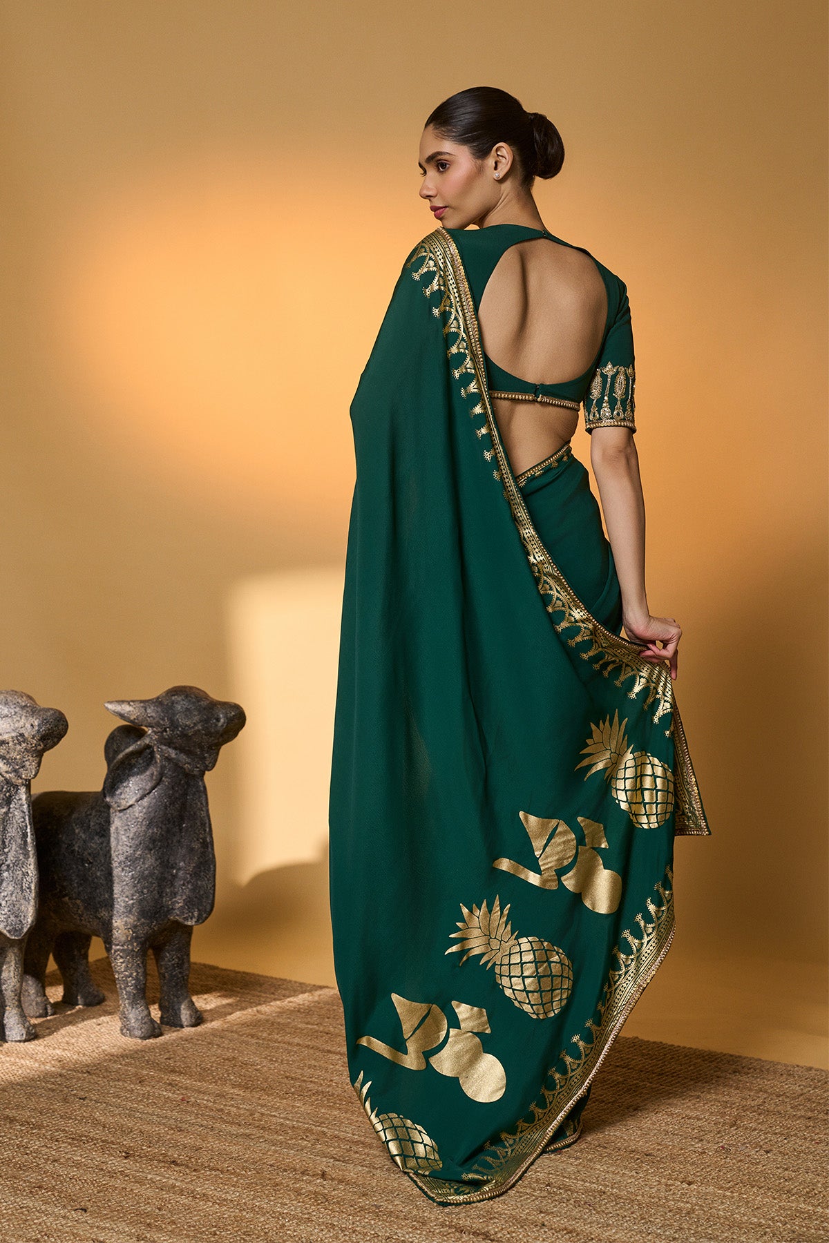 Green Trpoical Amber Arches Saree