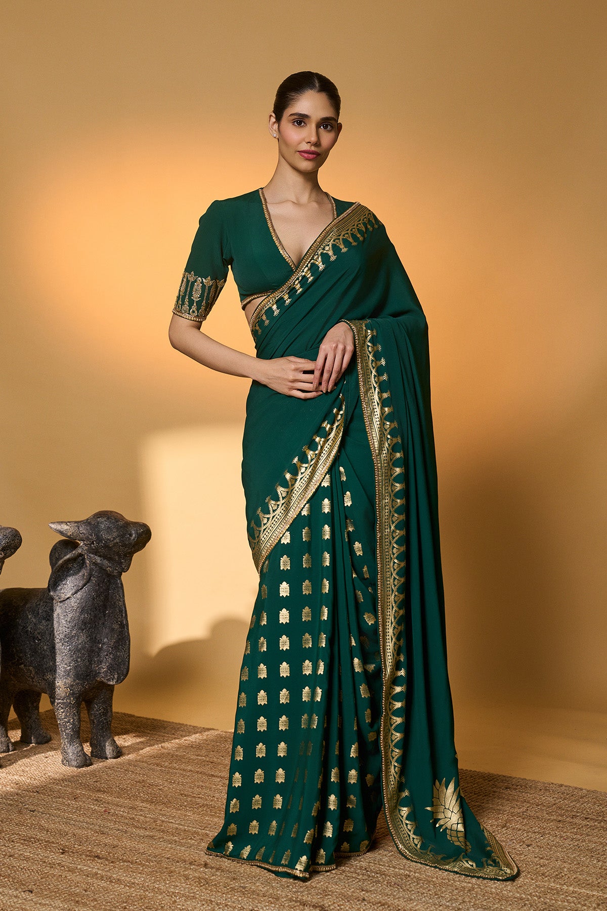 Green Trpoical Amber Arches Saree