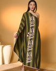 Green Totem Pod One Shoulder Kaftan
