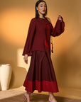 Maroon Lunar Lagoon Skirt Set