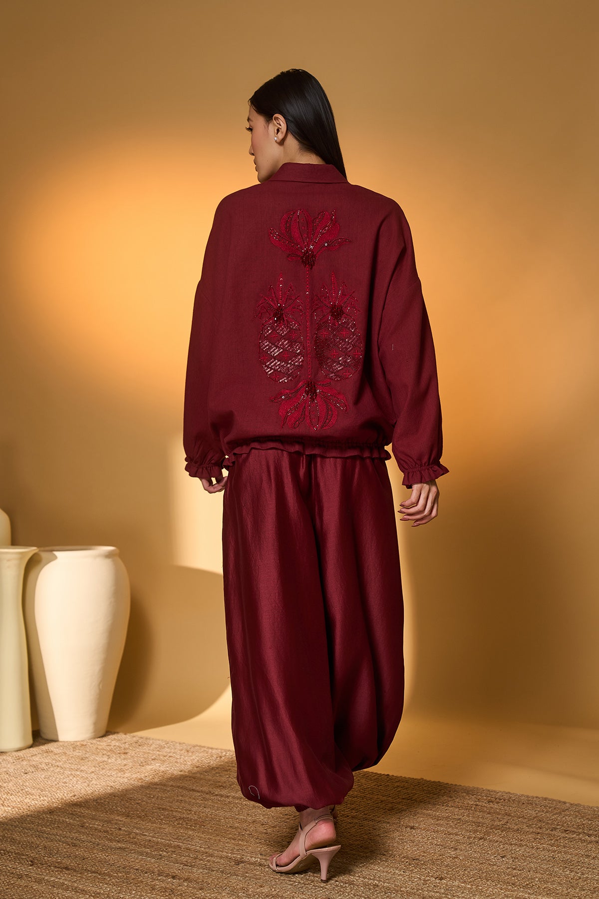 Maroon Pine-Code Co-Ord Set