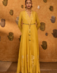 Spiced Ochre Pop Pendant Anarkali Set