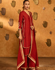 Red Mandarin Sky Kurta Set