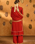 Red Mandarin Sky Kurta Set