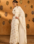 Ivory Soft Lantern Sticthed Saree