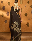 Black Stillwater Bloom Saree