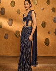 Navy Blue Snow Light Stitched Saree
