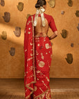 Red Crushed Folkstone Saree