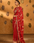 Red Crushed Folkstone Saree
