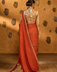 Rust Windrose Crushed Saree