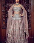 French Rose Aurum Tissue Lehenga