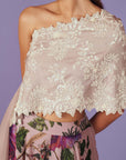 Pearl Work One Shoulder Cape Set