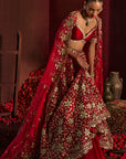 Red Munira Bridal Lehenga Set