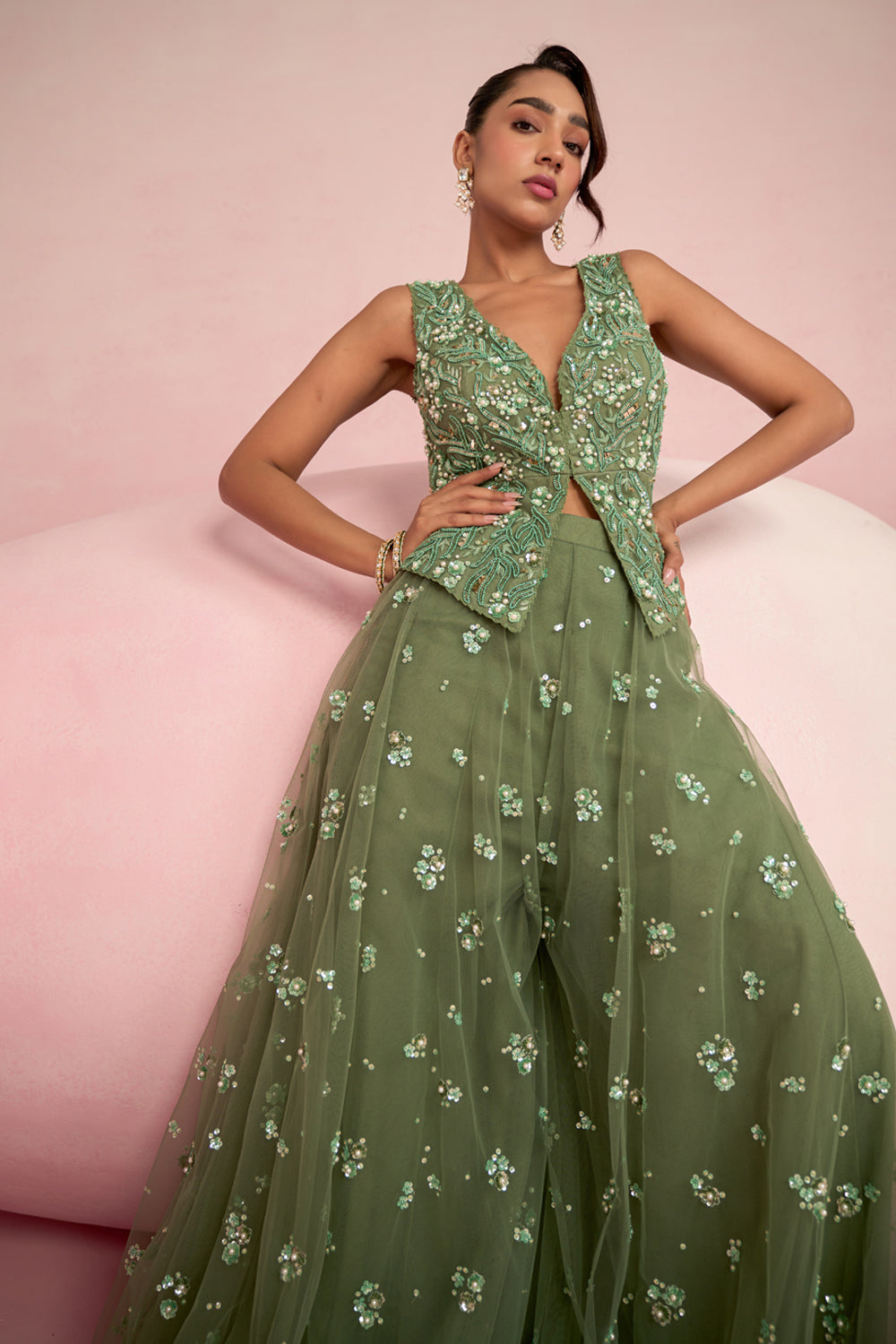 Sage Green Sharara Set