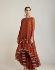 Rust Asymmetrical Kurta Pant Set