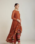 Rust Asymmetrical Kurta Pant Set